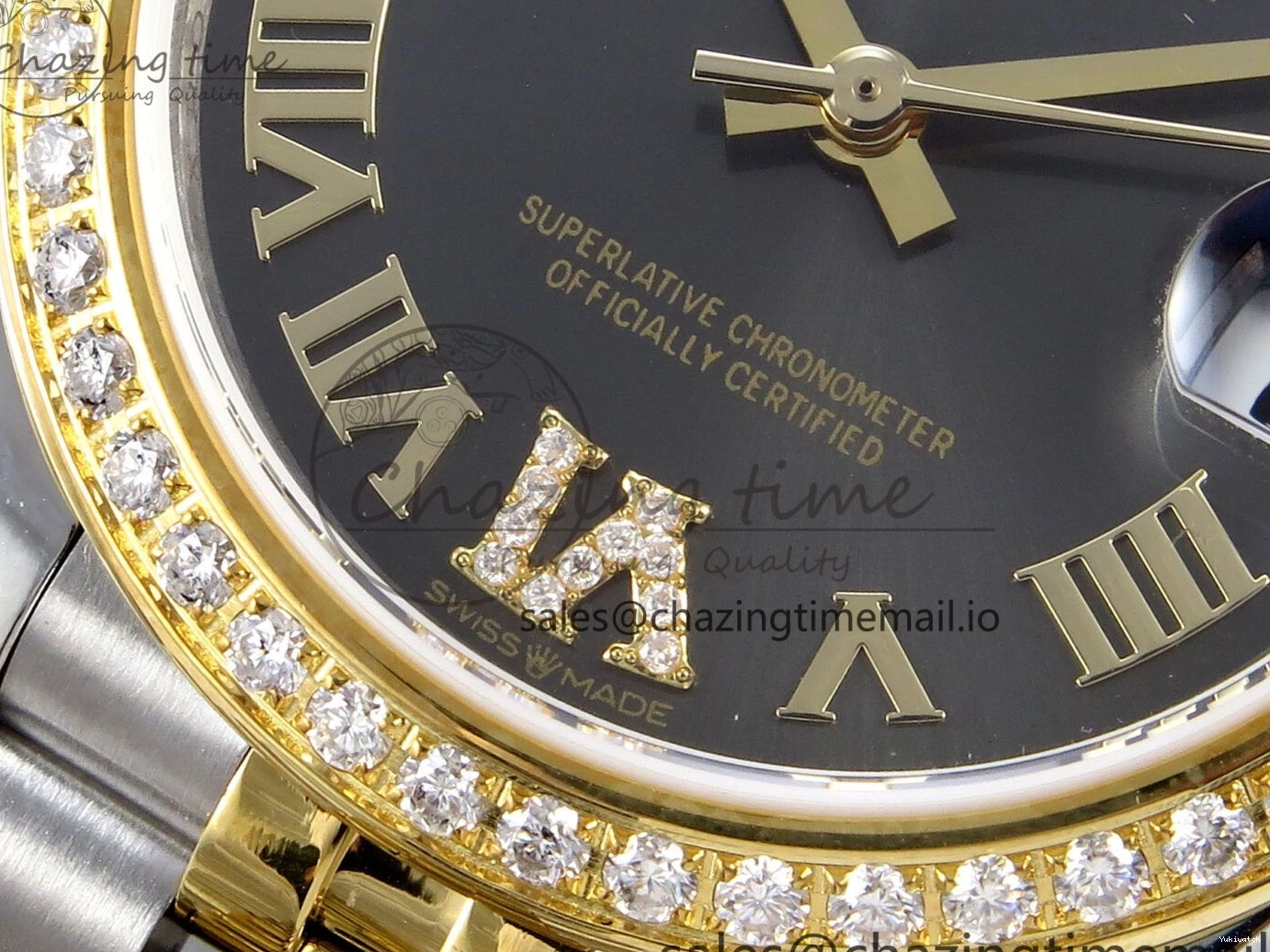on SS YG DateJust 904L Steel Roman Jubilee Edition Diamonds HZ2236 Bracelet JARF 278383RBR Dial 1:1 Gray Best 31 0404